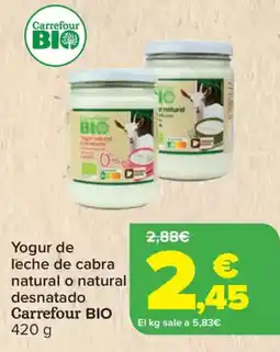 Carrefour CARREFOUR BIO  Yogur de leche de cabra natural o natural desnatado oferta