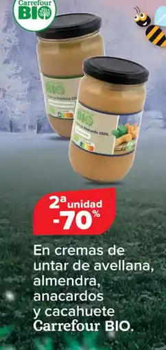 Carrefour CARREFOUR BIO En cremas de untar de avellana, almendra, anacardos y cacahuete oferta