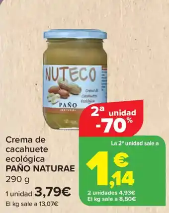 Carrefour PAÑO NATURAE Crema de cacahuete ecológica oferta