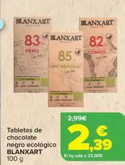 Carrefour BLANXART Tabletas de chocolate negro ecológico oferta