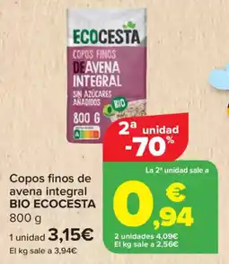 Carrefour BIO ECOCESTA Copos finos de avena integral oferta