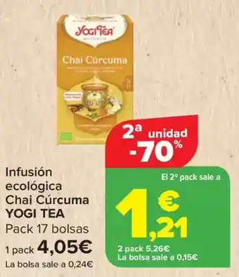 Carrefour YOGI TEA Infusión ecológica Chai Cúrcuma oferta