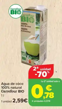 Carrefour CARREFOUR BIO Agua de coco 100% natural oferta