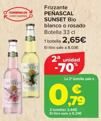 Carrefour PEÑASCAL SUNSET Frizzante Bio blanco o rosado oferta