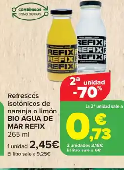 Carrefour AGUA DE MAR REFIX Refrescos isotónicos de naranja o limón bio oferta