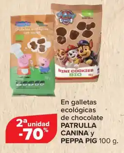 Carrefour PATRULLA CANINA' PEPPA PIG En galletas ecológicas de chocolate oferta