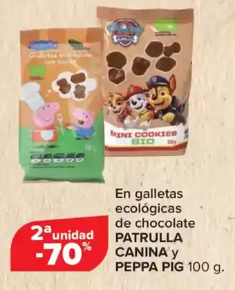 Carrefour PATRULLA CANINA' PEPPA PIG En galletas ecológicas de chocolate oferta