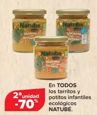 Carrefour NATUBÉ. En todos los tarritos y potitos infantiles ecológicos oferta