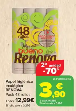 Carrefour RENOVA Papel higiénico ecológico oferta