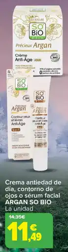 Carrefour ARGAN SO BIO Crema antiedad de día, contorno de ojos o sérum facial oferta