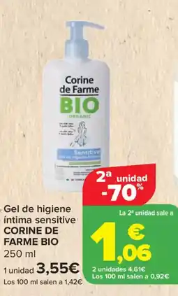 Carrefour CORINE DE FARME BIO  Gel de higiene íntima sensitive oferta