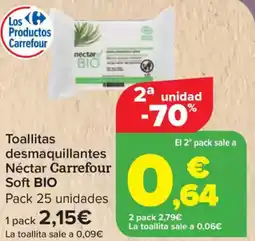 Carrefour CARREFOUR SOFT BIO Toallitas desmaquillantes oferta