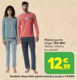 Carrefour TEX BIO Pijama punto mujer oferta