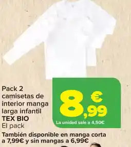 Carrefour TEX BIO Pack 2 camisetas de interior manga larga infantil oferta