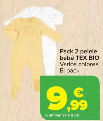 Carrefour TEX BIO Pack 2 pelele bebé oferta