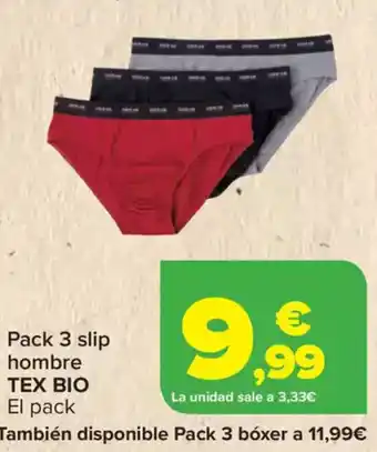 Carrefour TEX BIO Pack 3 slip hombre oferta