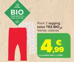 Carrefour TEX BIO Pack 2 legging bebé oferta