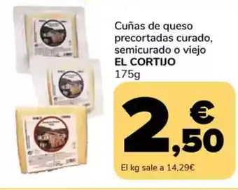 Supeco EL CORTIJO Cuñas de queso precortadas curado, semicurado o viejo oferta