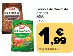 Supeco AXA Granola de chocolate o frutas oferta