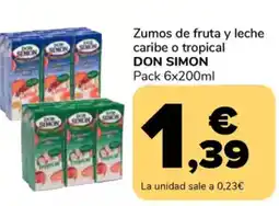 Supeco DON SIMON Zumos de fruta y leche caribe o tropical oferta