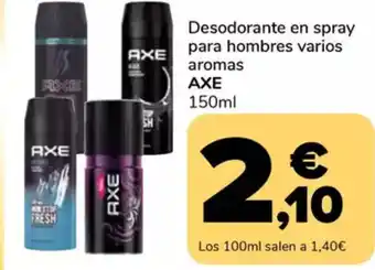 Supeco AXE Desodorante en spray  para hombres varios aromas oferta