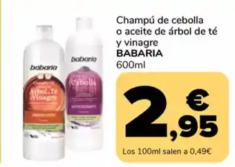 Supeco BABARIA Champú de cebolla o aceite de árbol de té y vinagre oferta