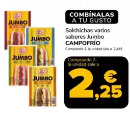 Supeco CAMPOFRÍO Salchichas varios sabores Jumbo oferta