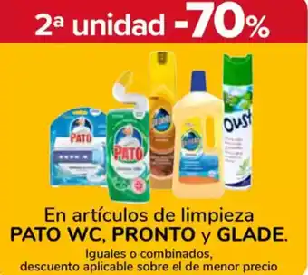 Supeco PATO WC, PRONTO y GLADE En artículos de limpieza oferta