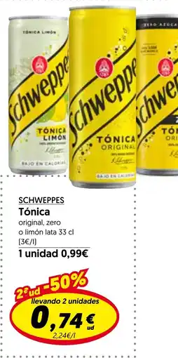 Hiper Usera SCHWEPPES Tónica original, zero o limón oferta