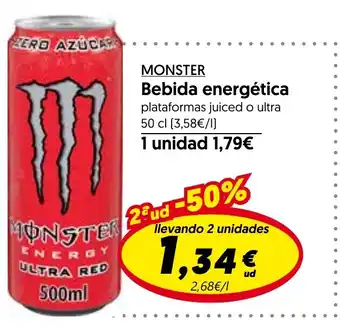 Hiper Usera MONSTER Bebida energética plataformas juiced o ultra oferta