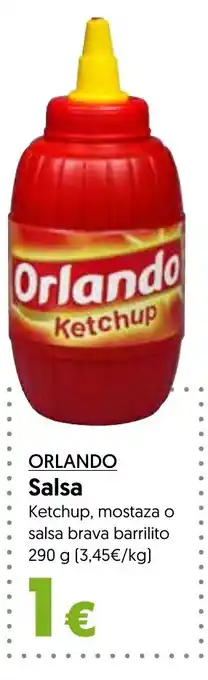 Hiper Usera ORLANDO Salsa Ketchup, mostaza o salsa brava barrilito oferta