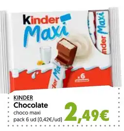 Hiper Usera KINDER Chocolate choco maxi oferta