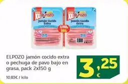 HiperDino ELPOZO jamón cocido extra o pechuga de pavo bajo en grasa oferta