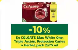 HiperDino COLGATE En max white one, triple acción, protección caries o herbal oferta