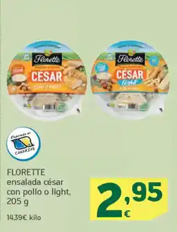 HiperDino FLORETTE ensalada césar con pollo o light, oferta