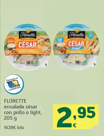 HiperDino FLORETTE ensalada césar con pollo o light, oferta