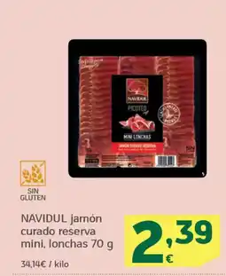 HiperDino NAVIDUL jamón curado reserva mini, lonchas oferta