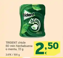 HiperDino TRIDENT chicle 60 min hierbabuena o menta oferta