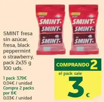 HiperDino SMINT fresa sin azúcar, fresa, black peppermint o strawberry oferta