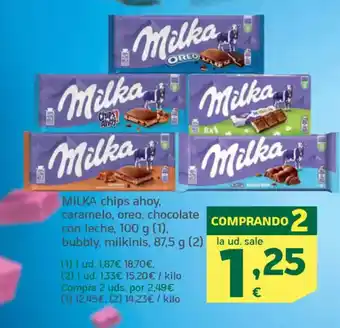 HiperDino MILKA chips ahoy, caramelo, oreo, chocolate con leche bubbly, milkinis oferta