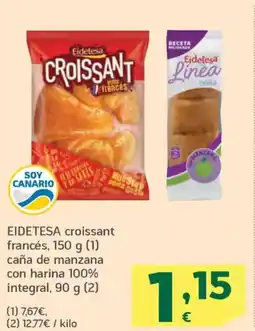 HiperDino EIDETESA croissant francés, caña de manzana con harina 100% integral oferta