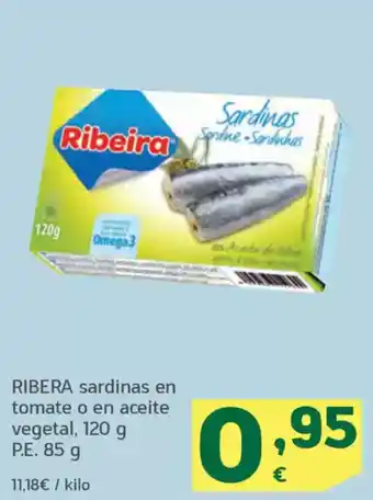 HiperDino RIBERA sardinas en tomate o en aceite vegetal oferta