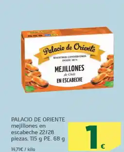 HiperDino PALACIO DE ORIENTE mejillones en escabeche 22/28 piezas oferta