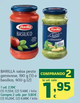 HiperDino BARILLA salsa pesto genovese o basílico oferta