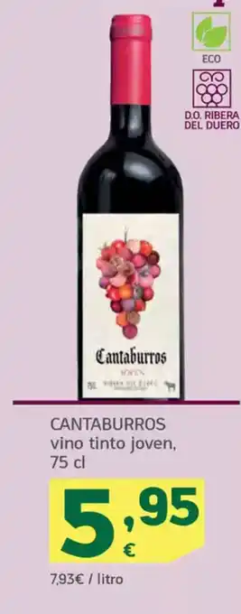 HiperDino CANTABURROS vino tinto joven oferta