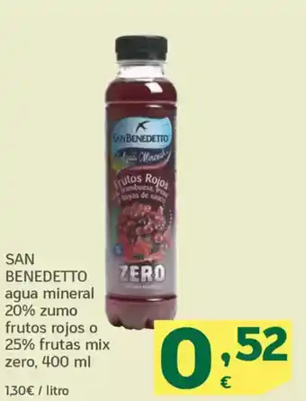 HiperDino SAN BENEDETTO agua mineral 20% zumo frutos rojos o 25% frutas mix zero oferta