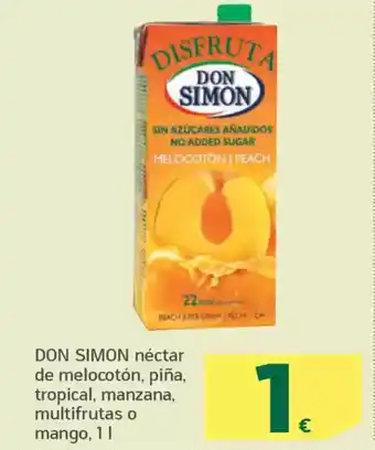 HiperDino DON SIMON néctar de melocotón, piña, tropical, manzana, multifrutas o mango oferta