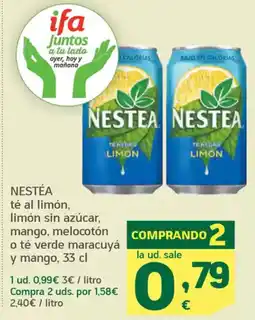 HiperDino NESTÉA té al limón, limón sin azúcar, mango, melocotón o té verde maracuyá y mango oferta