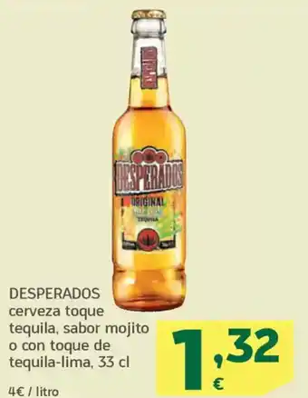 HiperDino DESPERADOS cerveza toque tequila, sabor mojito o con toque de tequila-lima oferta