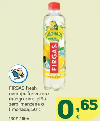 HiperDino FIRGAS fresh naranja. fresa zero, mango zero, piña zero, manzana o limonada oferta